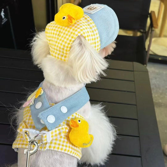 Cute Duck Pet Hat Harness set