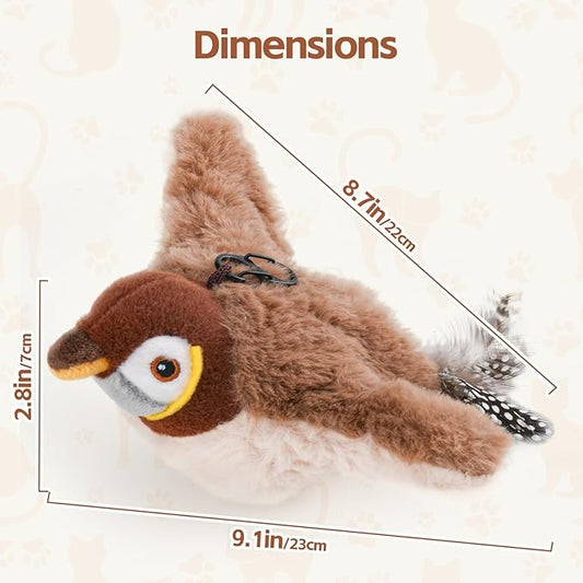 Chirping Cute Sparrow flapping Bird cat toy