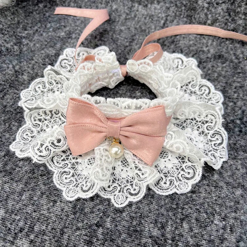 Pearl Pet Collar with Ribbon Bow