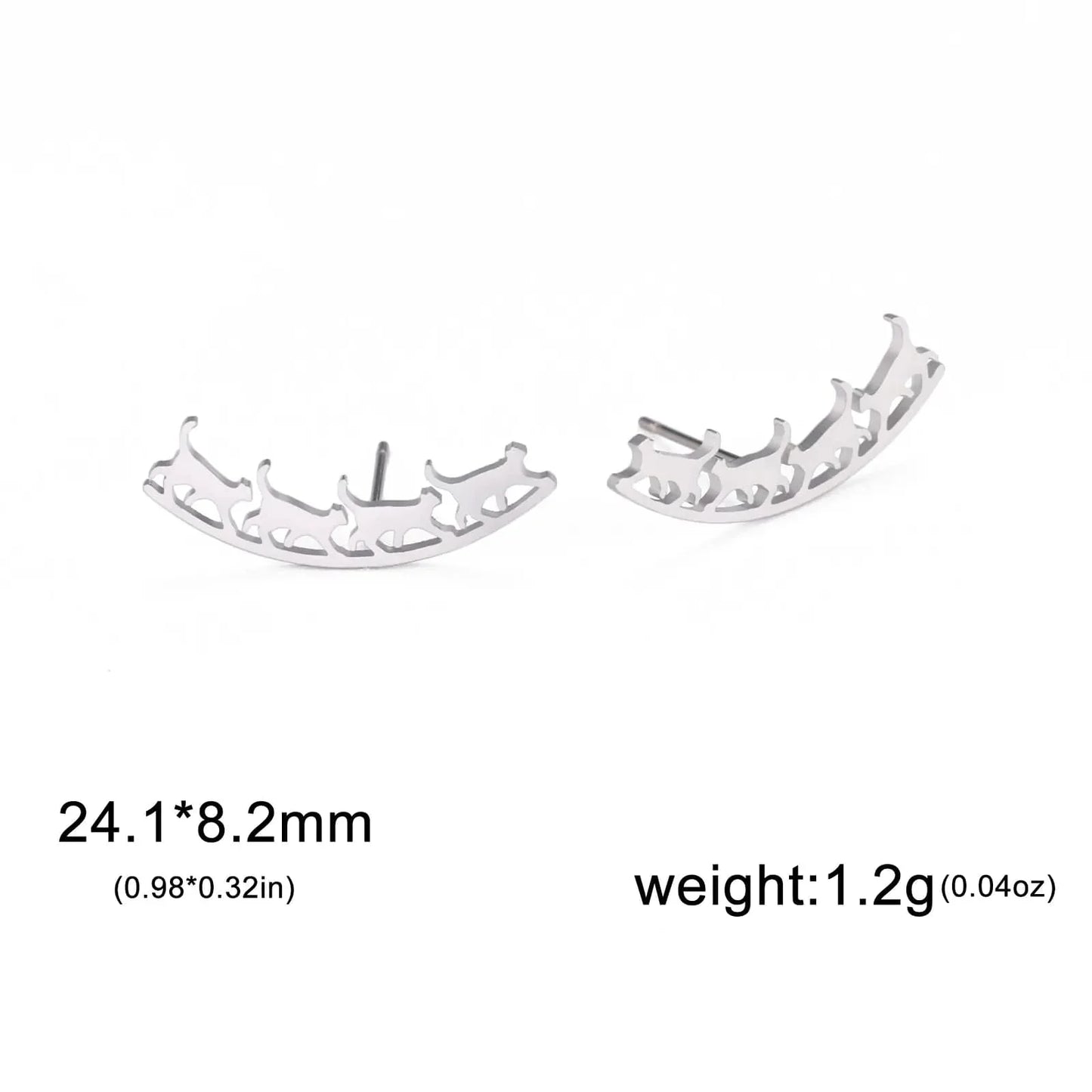 Four Cats Walking Stud Earrings