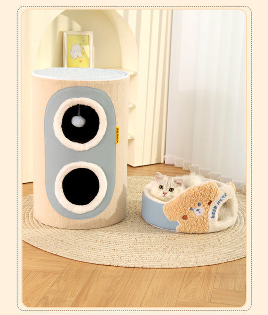 2 Story Cat Barrel Pet Soft Fabric House