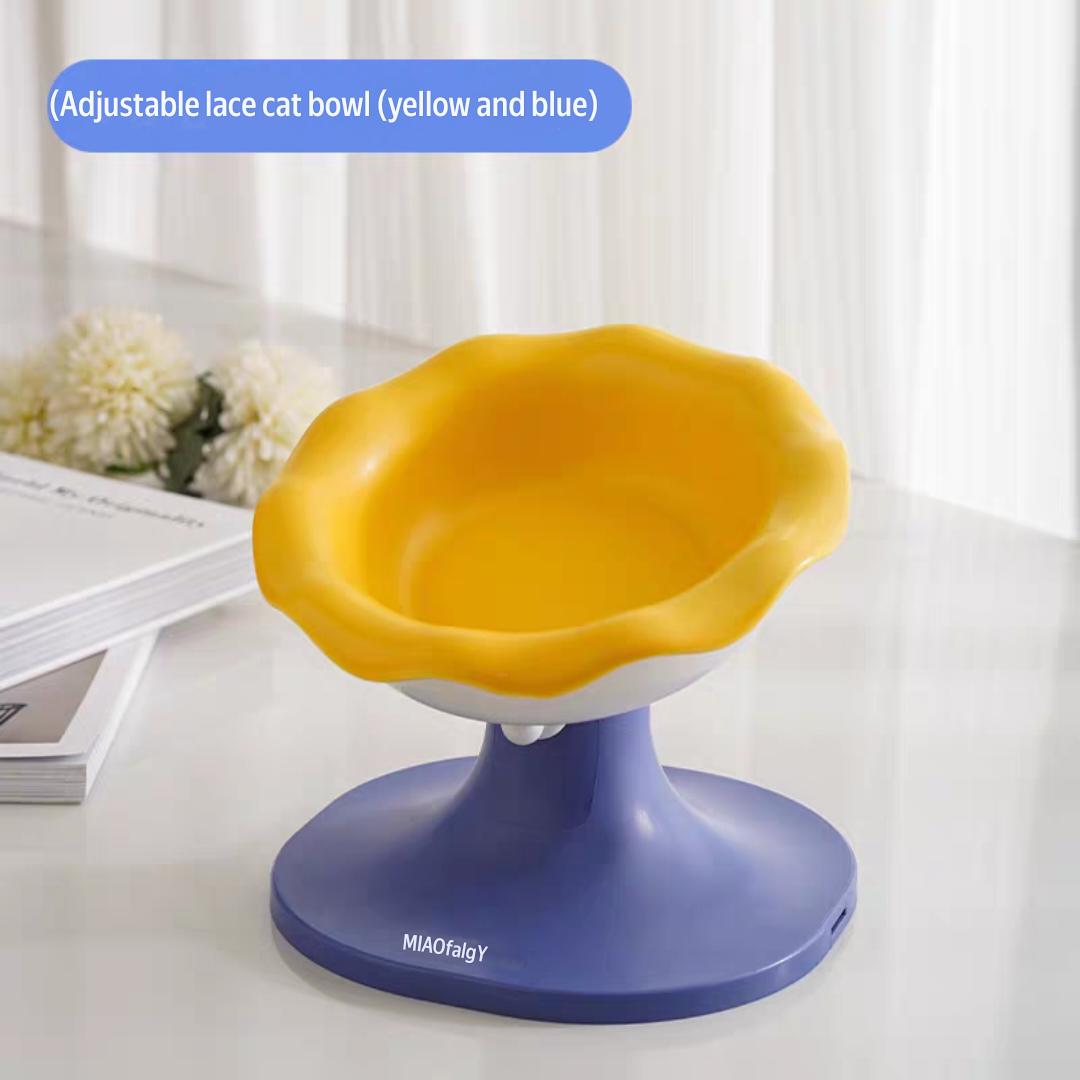 Adjustable Pet cute bouquet style Cat anti spill Bowl