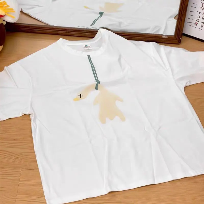 Color-Changing Roast Duck T-Shirt – UV Reactive, Cute & Comfy Cotton Tee for Summer