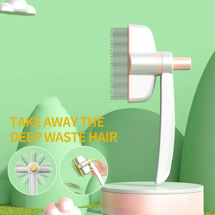 Pet Grooming Comb, Cat Brush with Self Cleaning Slicke