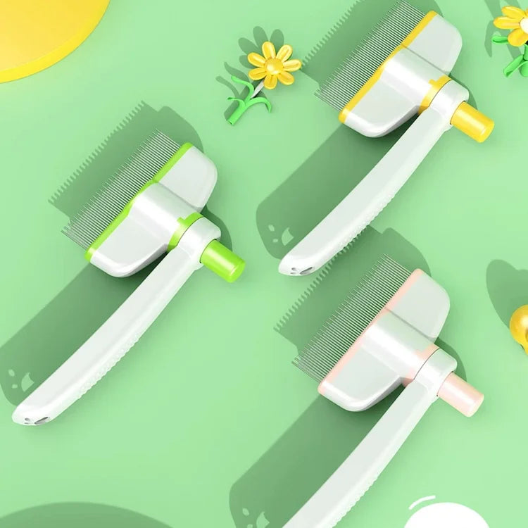 Pet Grooming Comb, Cat Brush with Self Cleaning Slicke