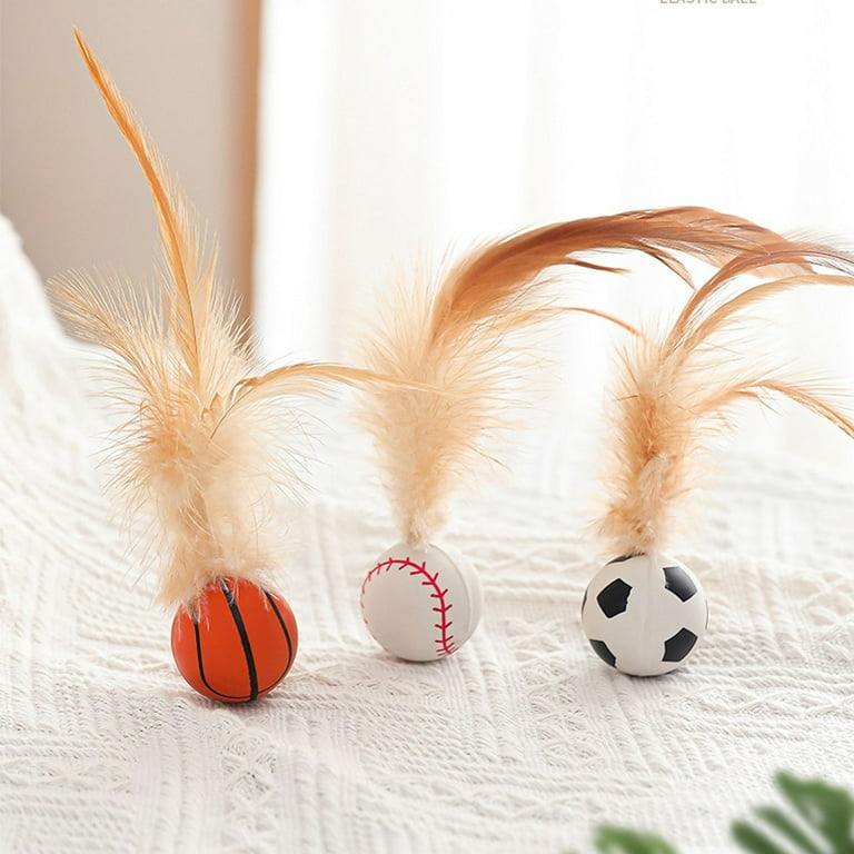 Cat bouncy feather elastic interactive ball