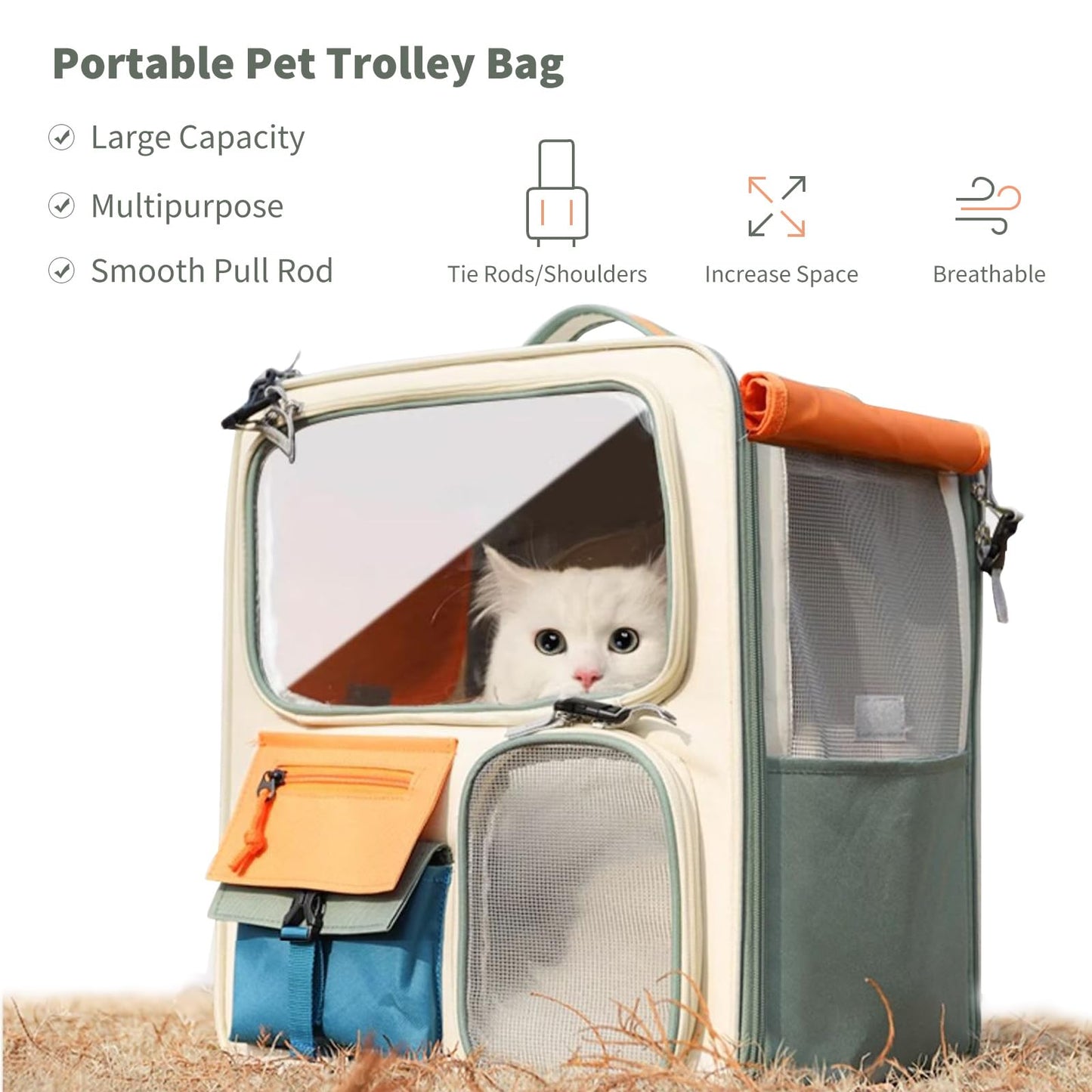 Pet Carrier Baggage Collapsible & Detachable Trolley Bag