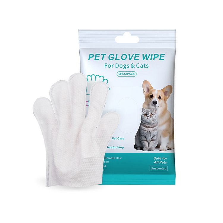 Pet Grooming Glove Wipes for Dogs & Cats 6PCS