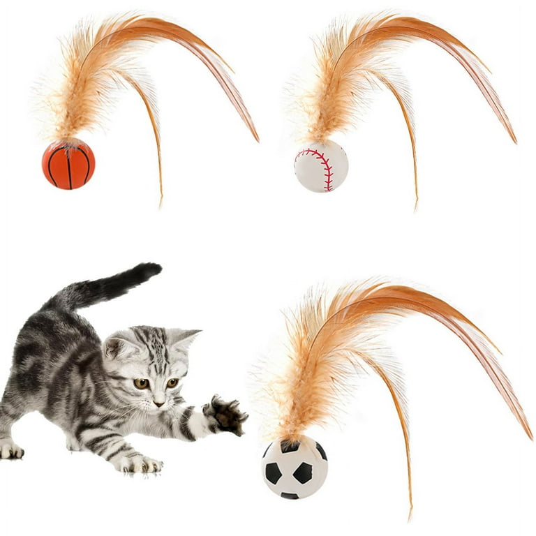 Cat bouncy feather elastic interactive ball