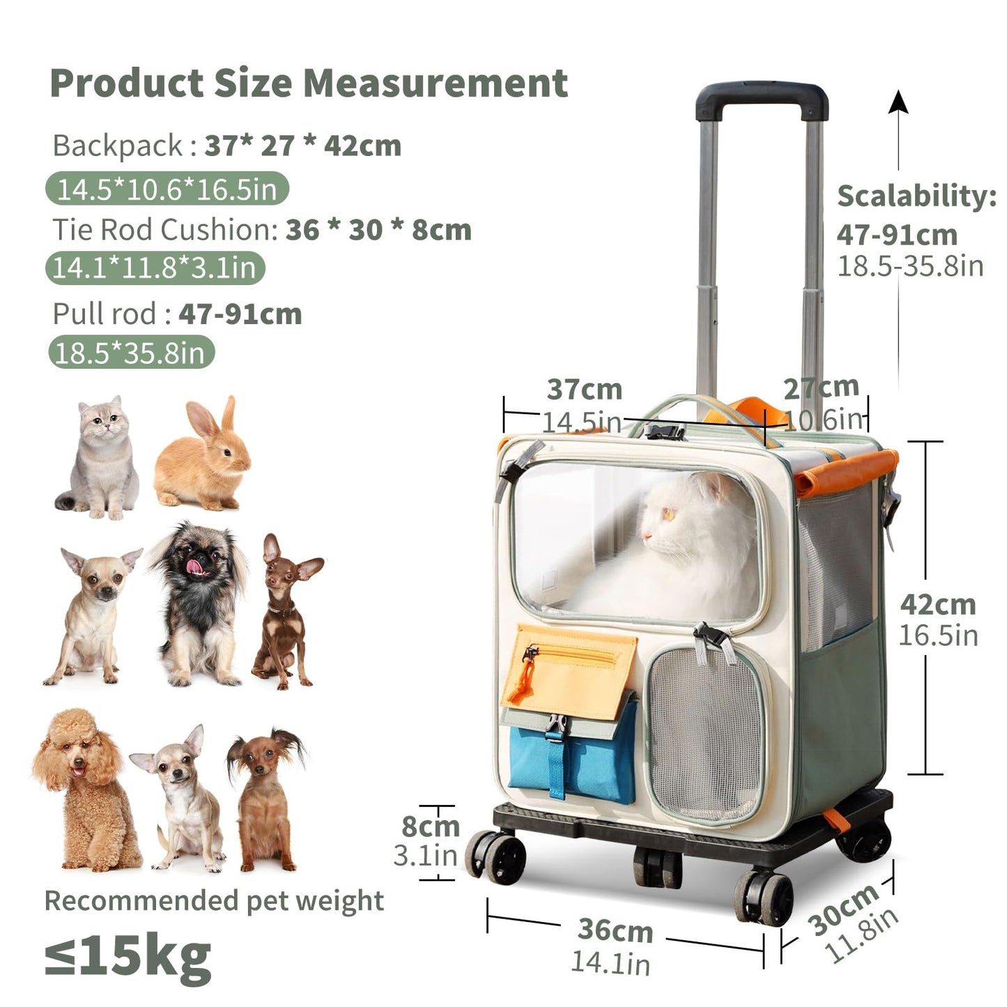 Pet Carrier Baggage Collapsible & Detachable Trolley Bag