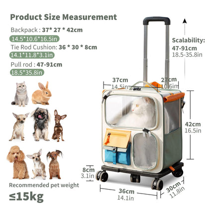 Pet Carrier Baggage Collapsible & Detachable Trolley Bag