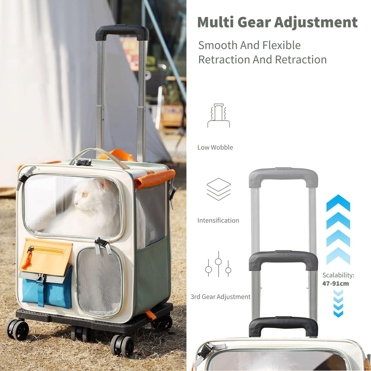 Pet Carrier Baggage Collapsible & Detachable Trolley Bag