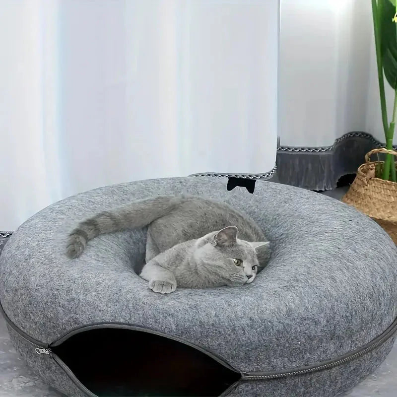 Tire Cat Bed Felt Donut Cat Nest Tunnel, Cat Sleeping Nest House