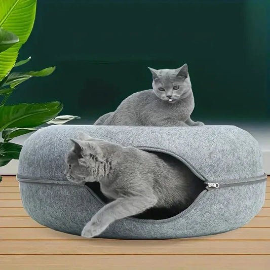Tire Cat Bed Felt Donut Cat Nest Tunnel, Cat Sleeping Nest House