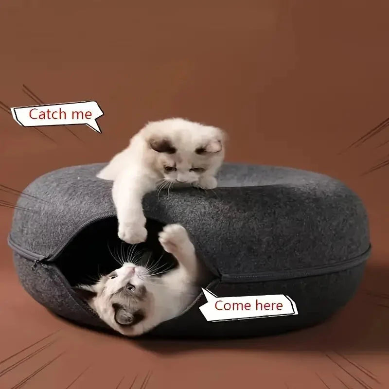 Tire Cat Bed Felt Donut Cat Nest Tunnel, Cat Sleeping Nest House