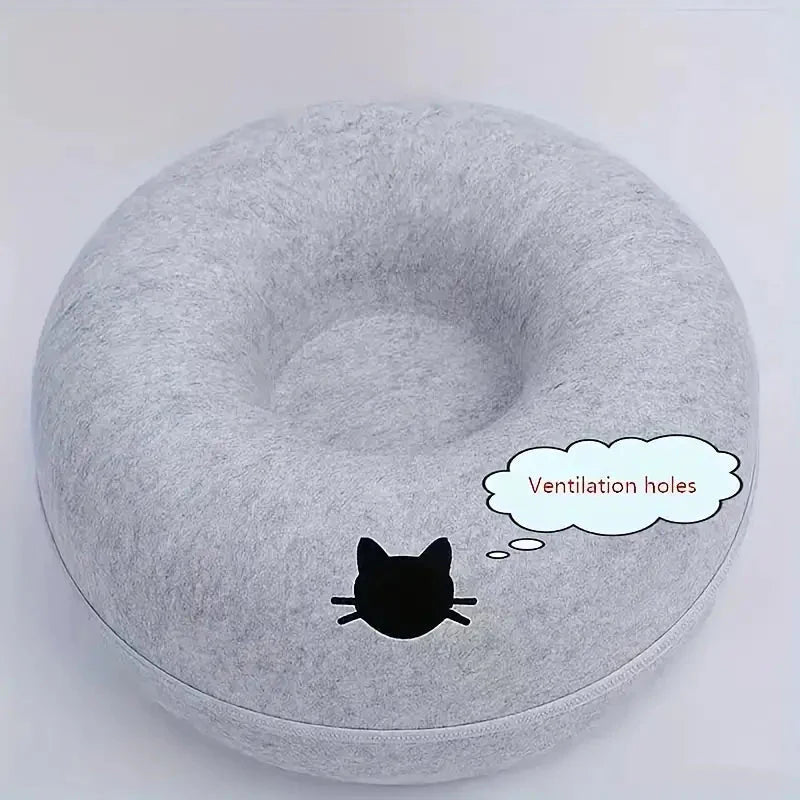 Tire Cat Bed Felt Donut Cat Nest Tunnel, Cat Sleeping Nest House