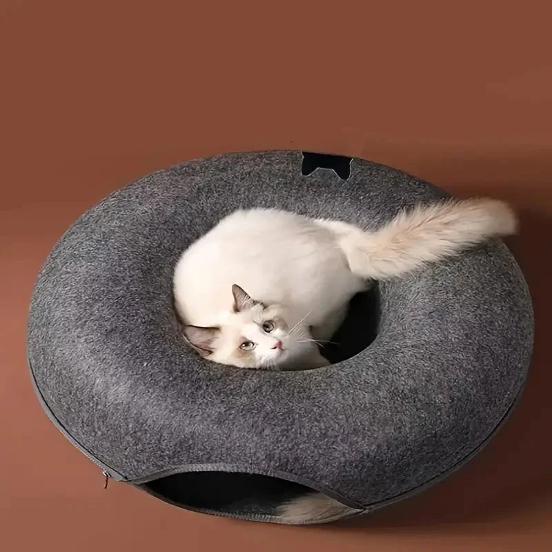 Tire Cat Bed Felt Donut Cat Nest Tunnel, Cat Sleeping Nest House