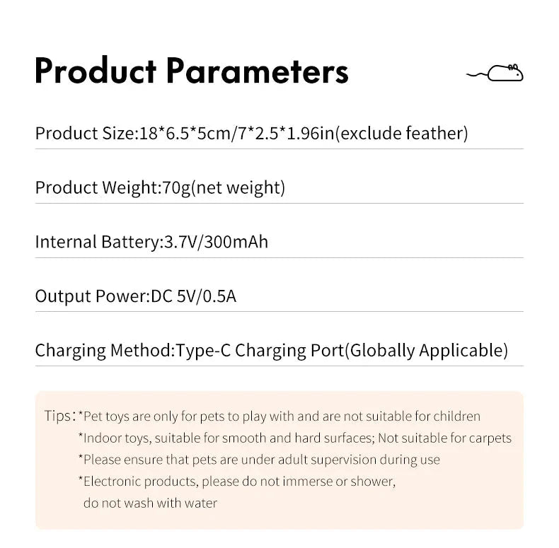 Rechargeable Moving Mouse Cat Toy – Interactive Sound & Motion for Kittens