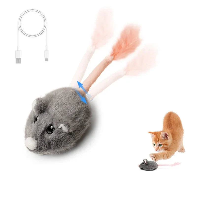 Rechargeable Moving Mouse Cat Toy – Interactive Sound & Motion for Kittens