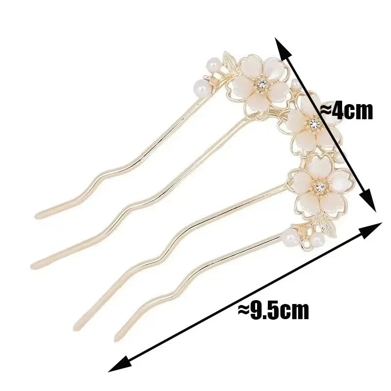 Pearl Flower Wavy Hair Combs
