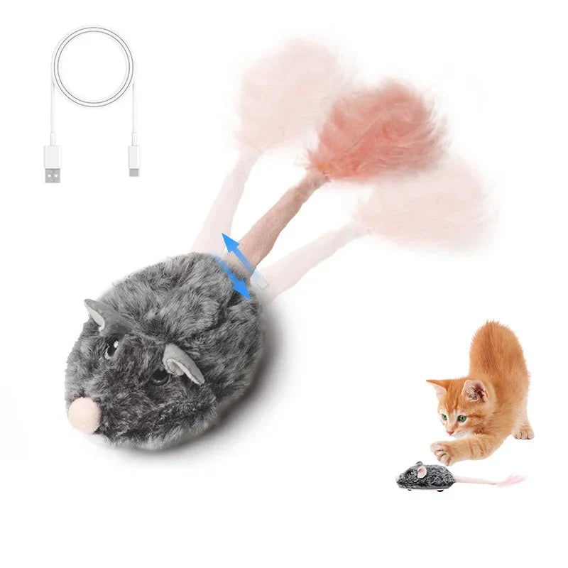 Rechargeable Moving Mouse Cat Toy – Interactive Sound & Motion for Kittens