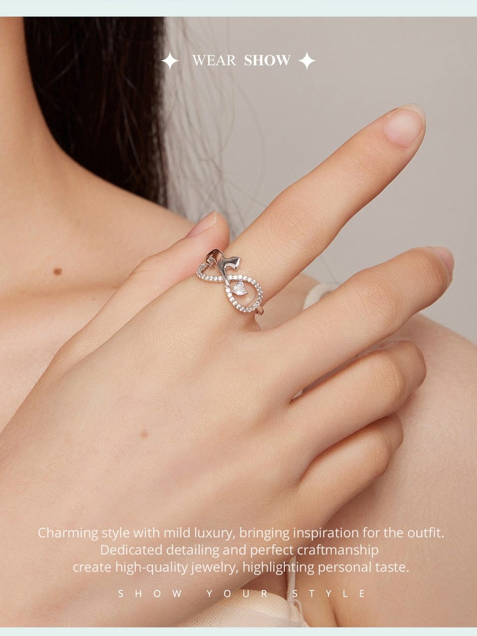 Cat Infinite Sterling Silver Ring