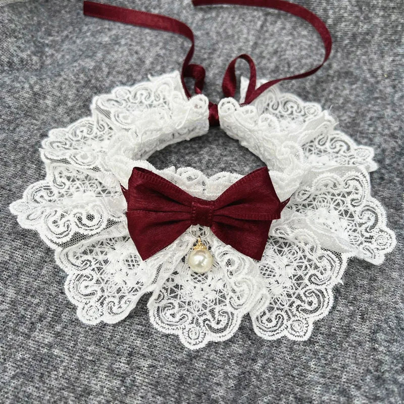 Pearl Pet Collar with Ribbon Bow