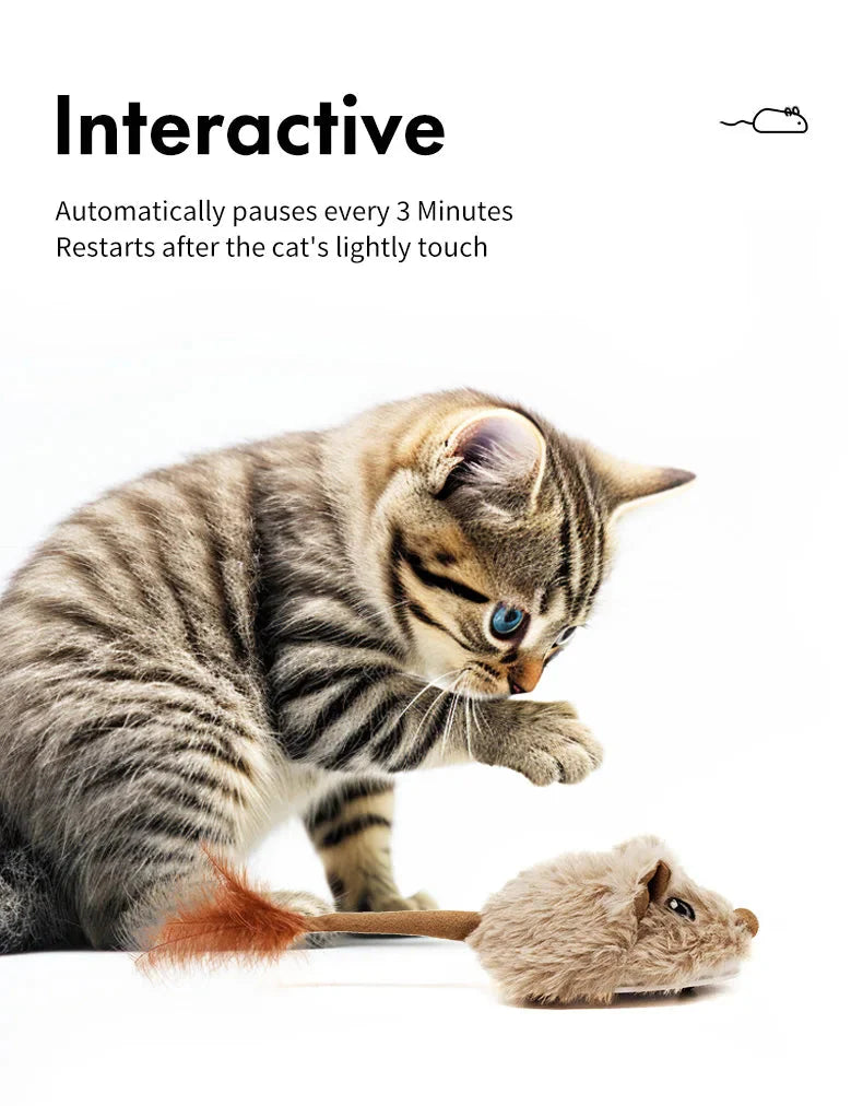 Rechargeable Moving Mouse Cat Toy – Interactive Sound & Motion for Kittens