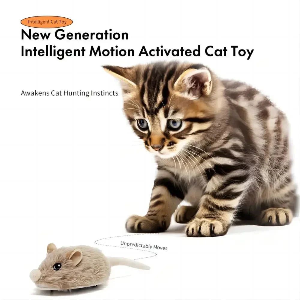 Rechargeable Moving Mouse Cat Toy – Interactive Sound & Motion for Kittens