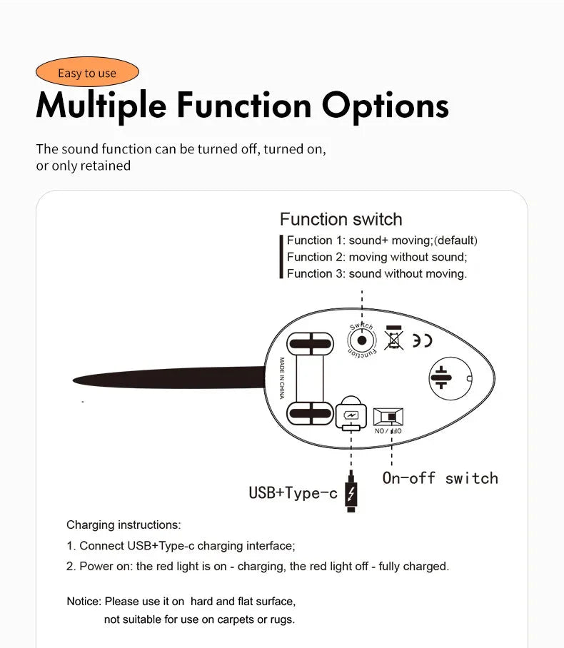 Rechargeable Moving Mouse Cat Toy – Interactive Sound & Motion for Kittens