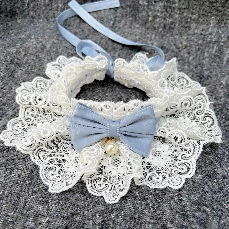 Pearl Pet Collar with Ribbon Bow