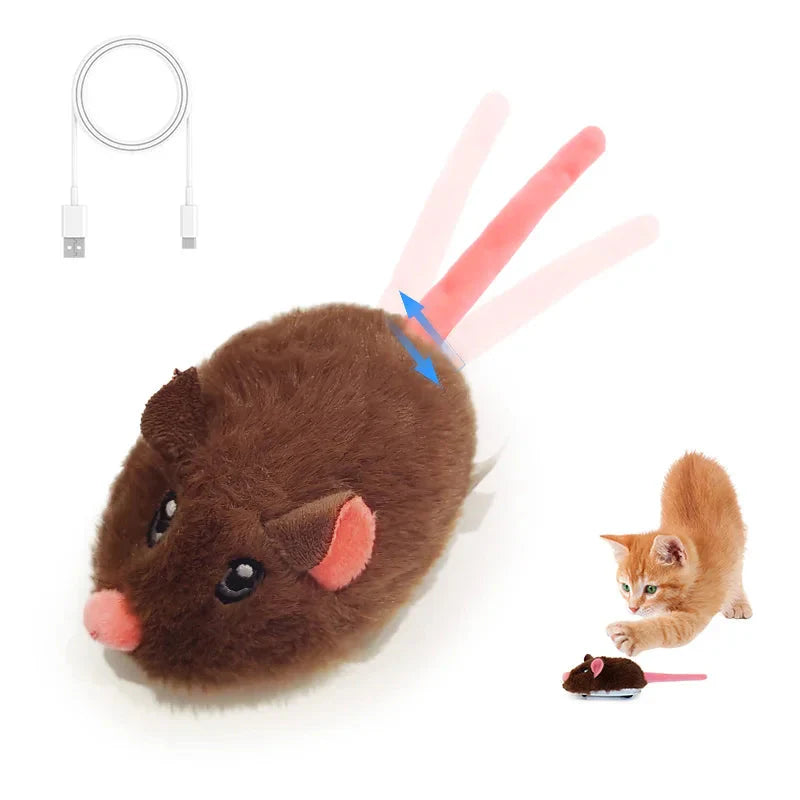Rechargeable Moving Mouse Cat Toy – Interactive Sound & Motion for Kittens