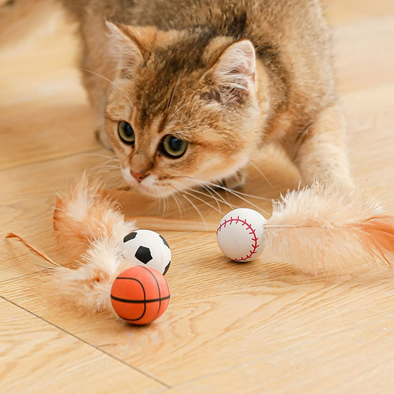 Cat bouncy feather elastic interactive ball