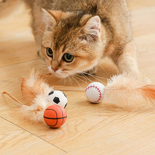 Cat bouncy feather elastic interactive ball
