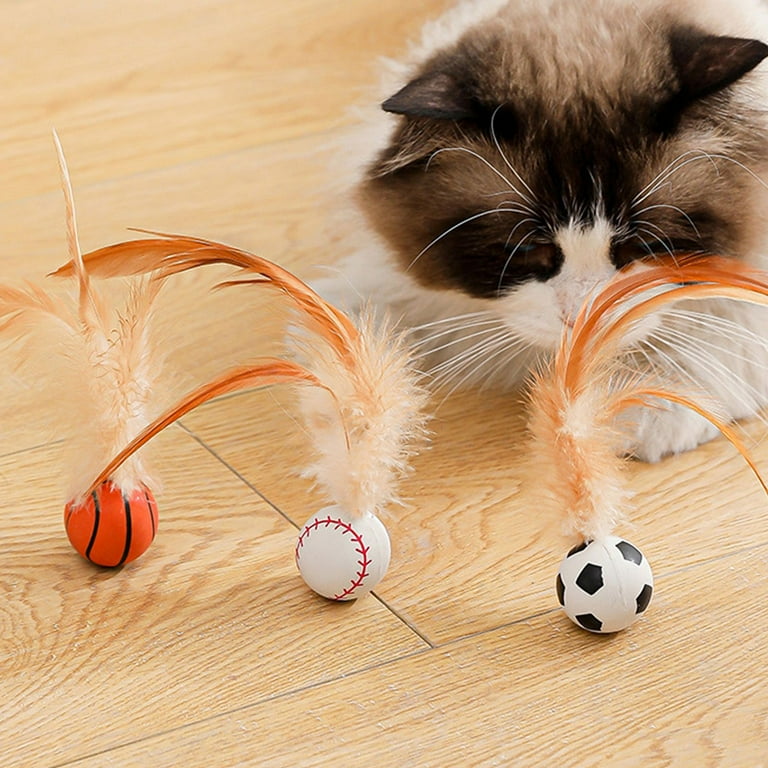 Cat bouncy feather elastic interactive ball