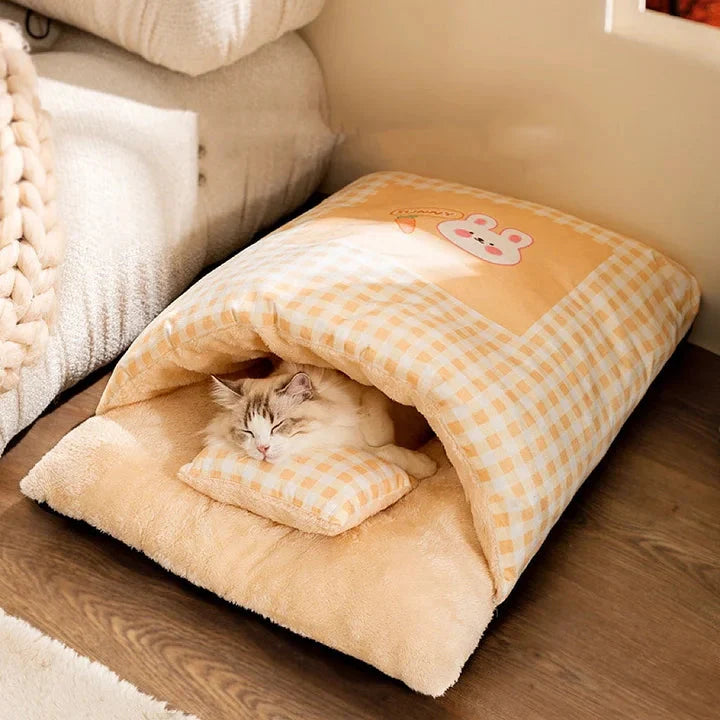 Cat Sleeping Thick bed