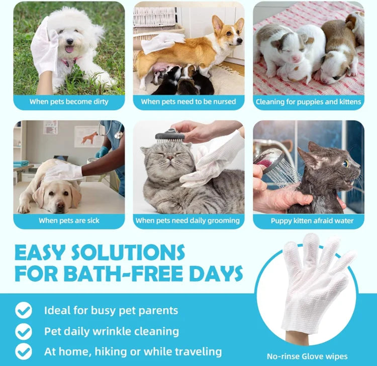 Pet Cleaning Glove Wipes for Dogs & Cats 6PCS
