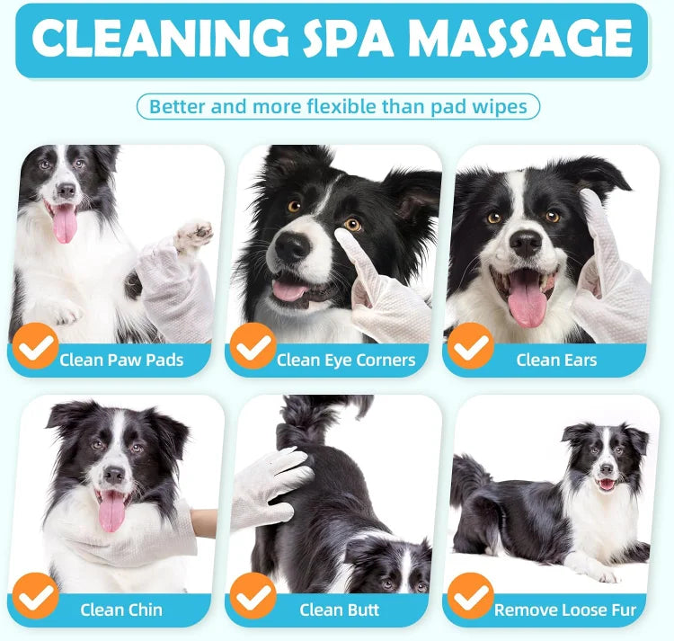 Pet Cleaning Glove Wipes for Dogs & Cats 6PCS