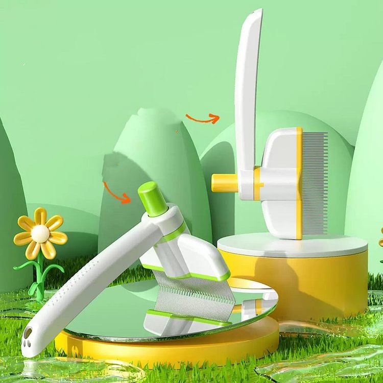 Pet Grooming Comb, Cat Brush with Self Cleaning Slicke