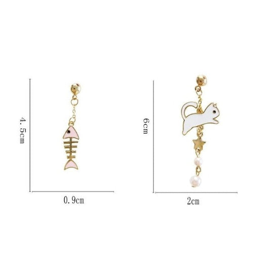 Cat Fish Cute Earrings