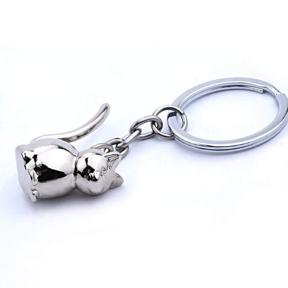 Cat Silver charm Keychain
