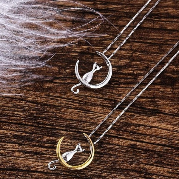 Moon Cat Vintage Necklace