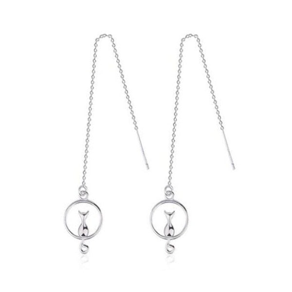 Elegant Cat on Moon Lucky Earrings