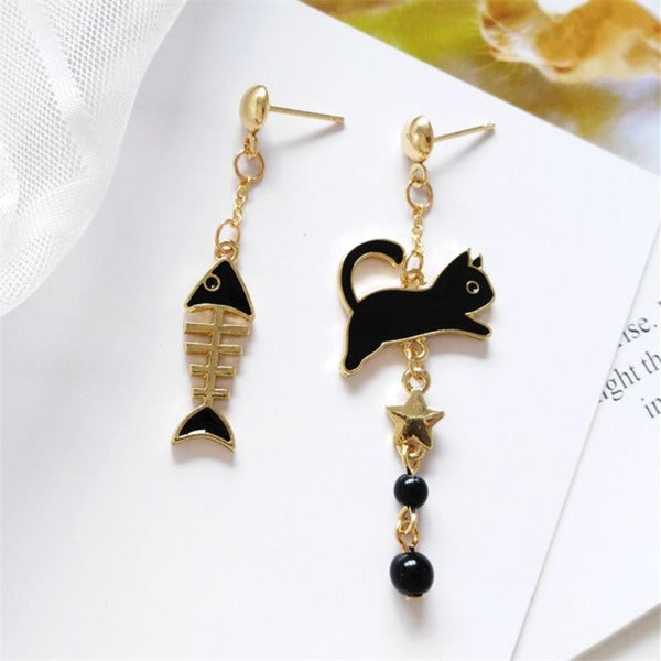 Cat Fish Cute Earrings