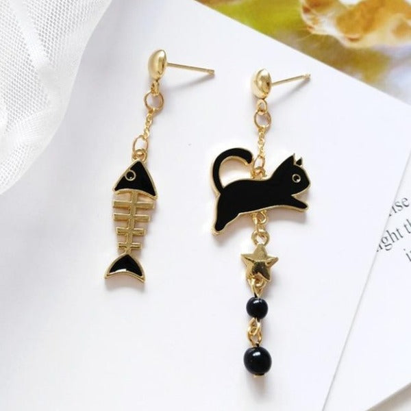 Cat Fish Cute Earrings