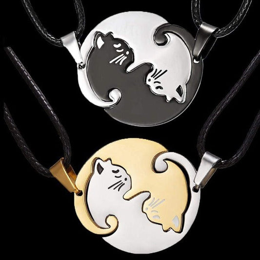 2Pcs Yin and Yang Cat Necklace