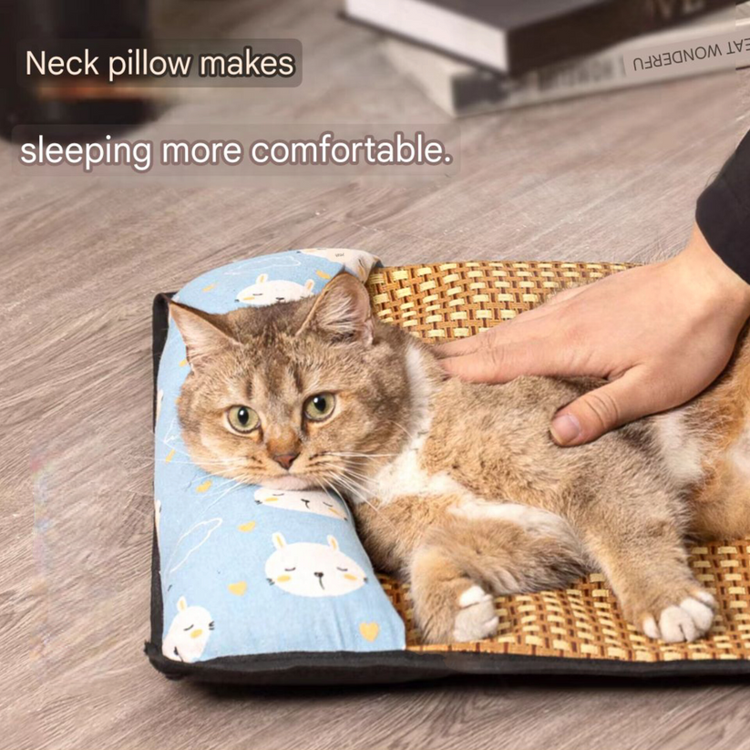 Pet Cooling Mat Dog Self Cooling Mat Pet Non-Slip Blanket Rattan Weaving Mat