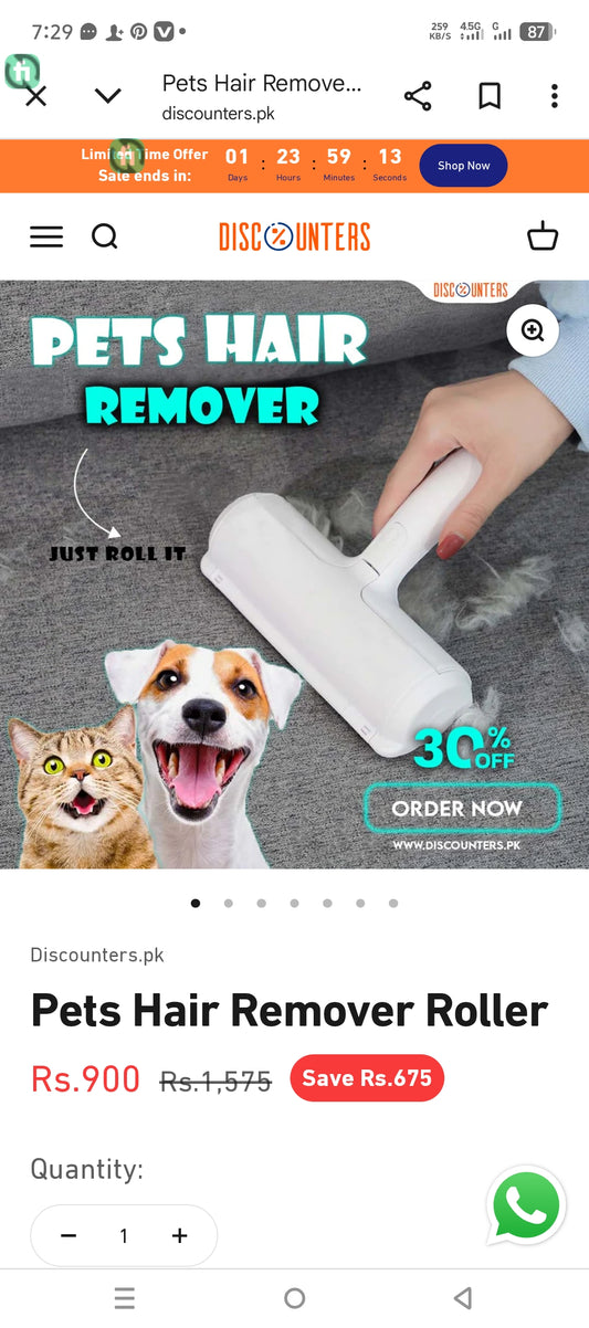 Pet Hair Remover - Reusable Cat and Dog Hair Remover for Furniture, Couch, Carpet, Car Seats and Bedding - Eco-Friendly, Portable, Multi-Surface Lint Roller & Animal Fur Removal Tool (BLUE)
