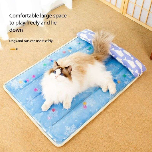 Dual-Sided Pet Cooling Bed – Cold Water Mat & Summer Rattan Pad