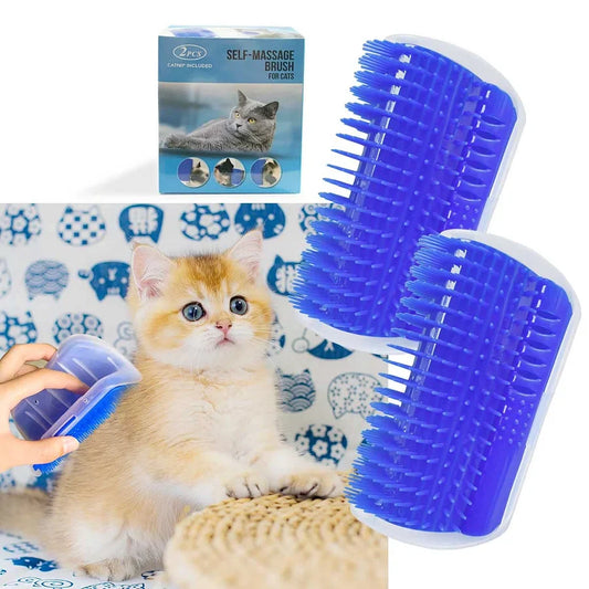 Self grooming corner scratching brush